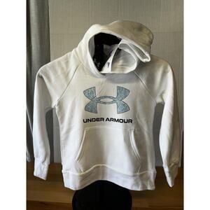 Under Armour Rival Fleece Big Logo Print Hoodie Girls Youth Small, White